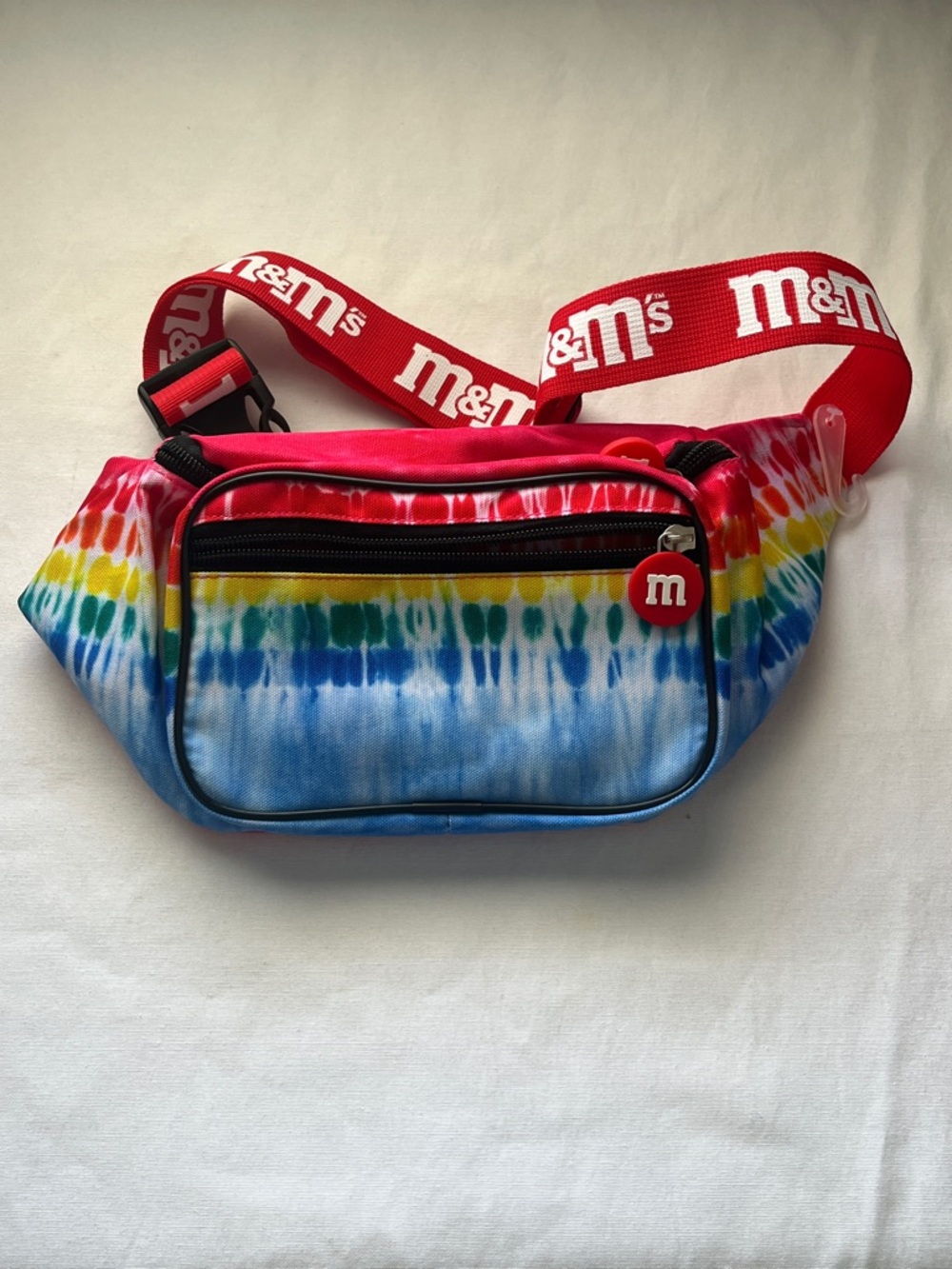 M&M'S Tie-Dye Crossbody Belt Bag in Red, Yellow, Blue